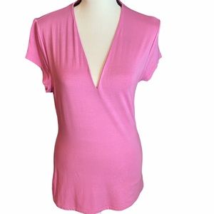 INC V Neck Pink Top Size Large